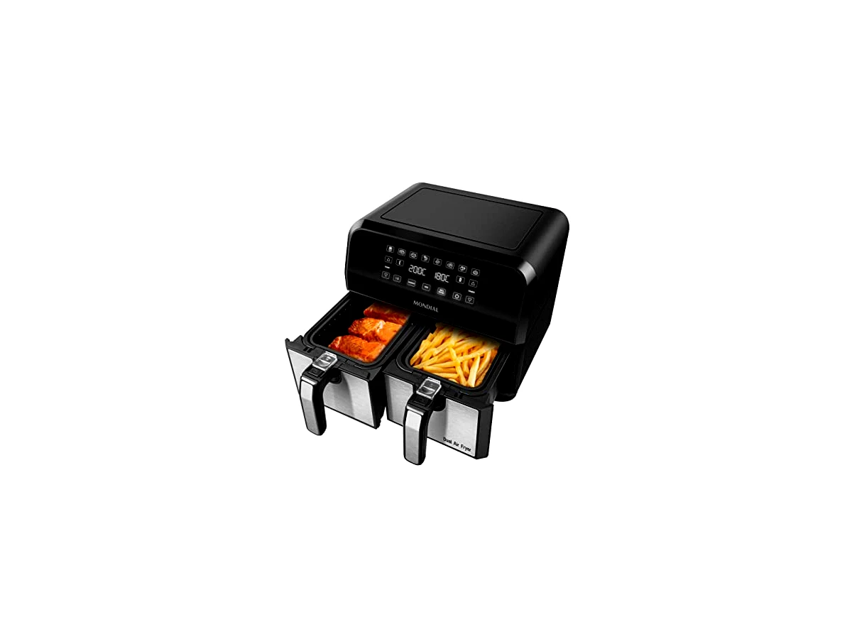 Revisão Fritadeira Elétrica sem Óleo Air Fryer Mondial Dual Inox Duplo Cesto 8L AFD-01-BI: A escolha definitiva para jantares sincronizados