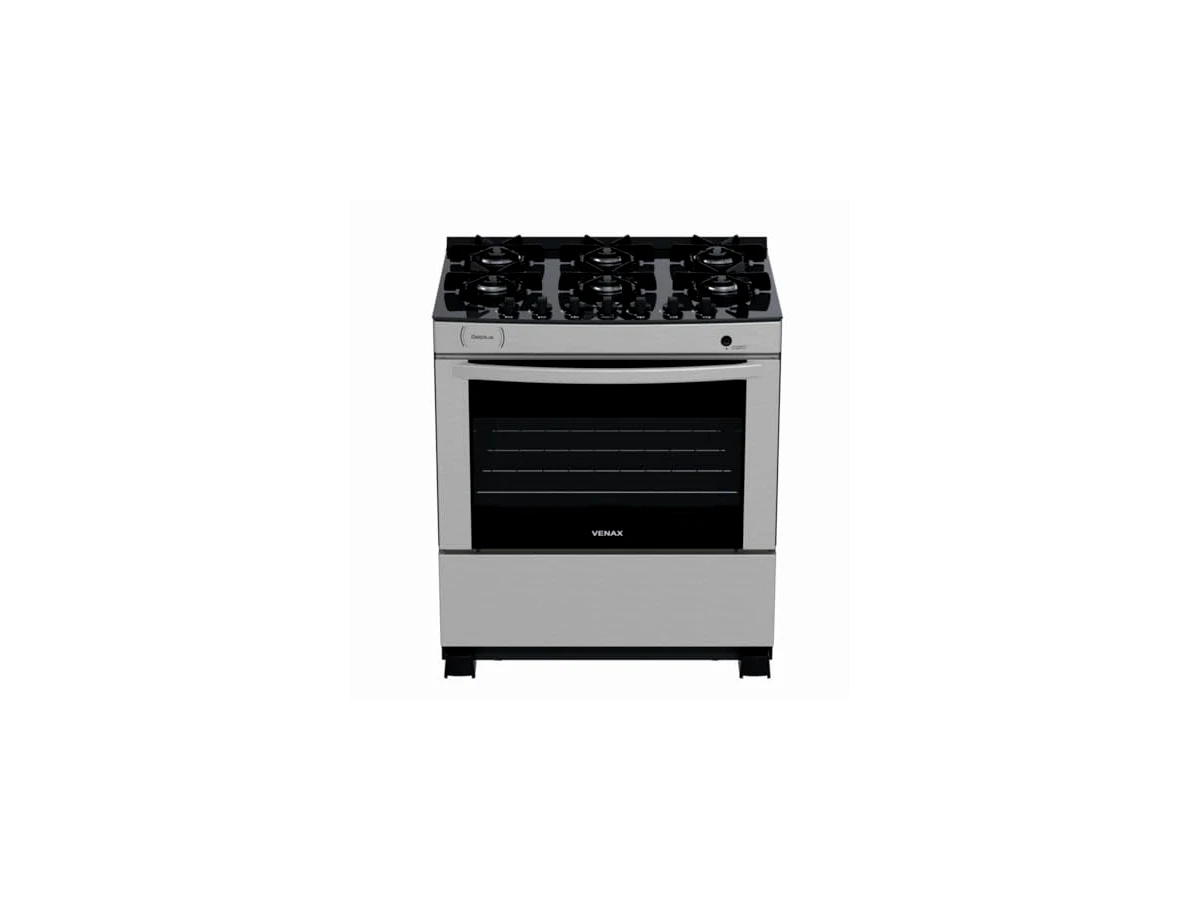 Revisão Fogao 6 Bocas Venax Delplus Vitreo Bl Inox Gas Glp: o design de embutir no corpo de um modelo de piso