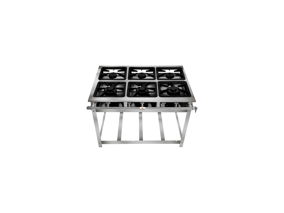 Revisão FOGÃO SERV INOX BAIXA PRESSÃO 6 BOCAS (3 SIMPLES 3 DUPLAS): estabilidade e controle térmico para cozinhas comerciais