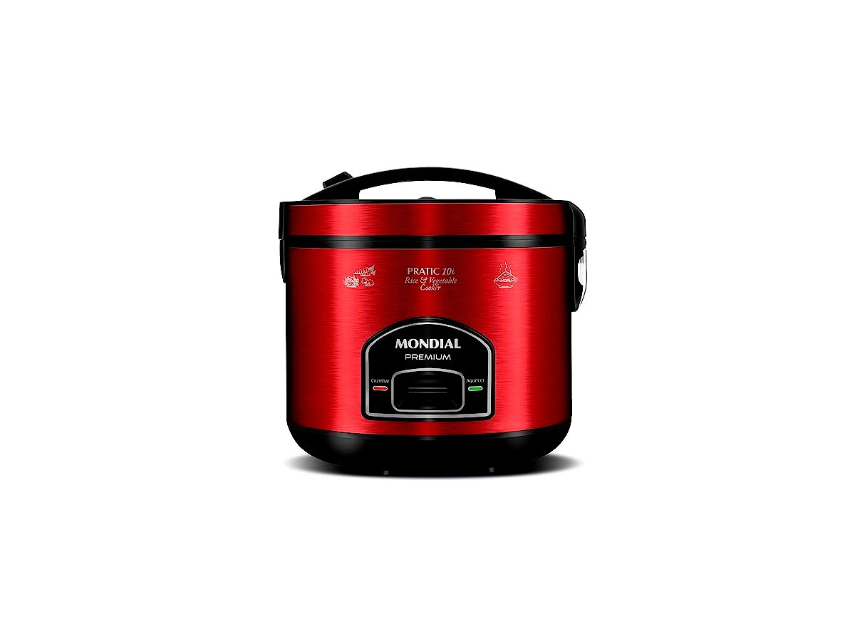 Revisão Panela Elétrica de Arroz Mondial Pratic Rice 10 Premium Vermelho/Inox (PE-46-10X): Design ousado para cozinhas pop e grandes refeições